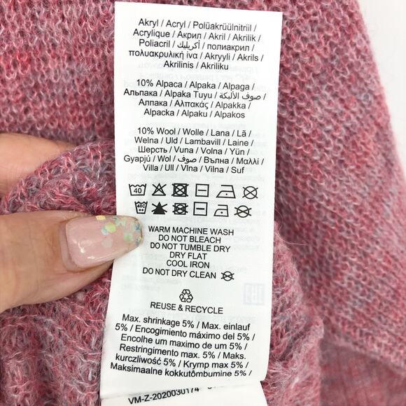 Vero Moda Womens Vilma Sweater XS Pink V-Neck Long Sleeve Tunic Ribbed NWT - Picture 10 of 10